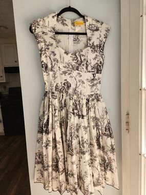 Bernie Dexter Black and White Toile Fit & Flare Dress